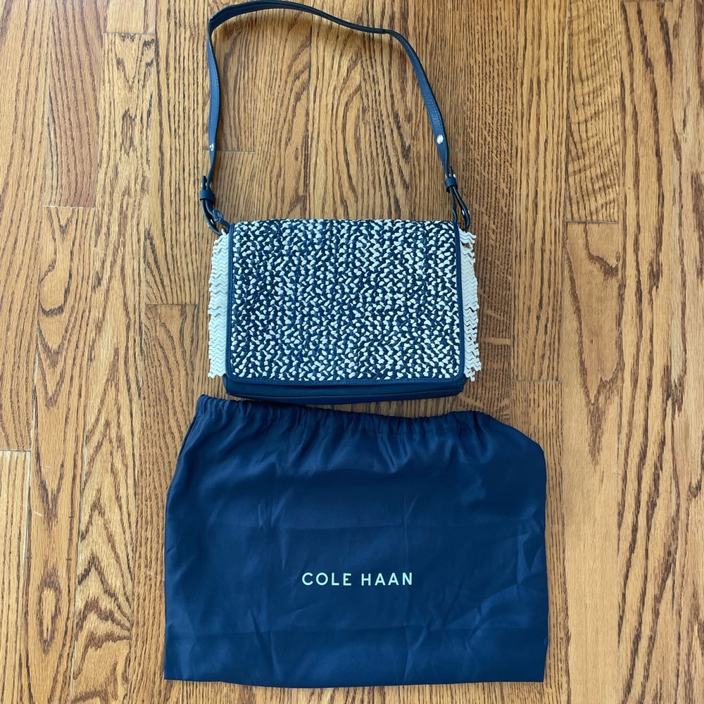 NWT Cole Haan Ziva shoulder bag, navy blue.